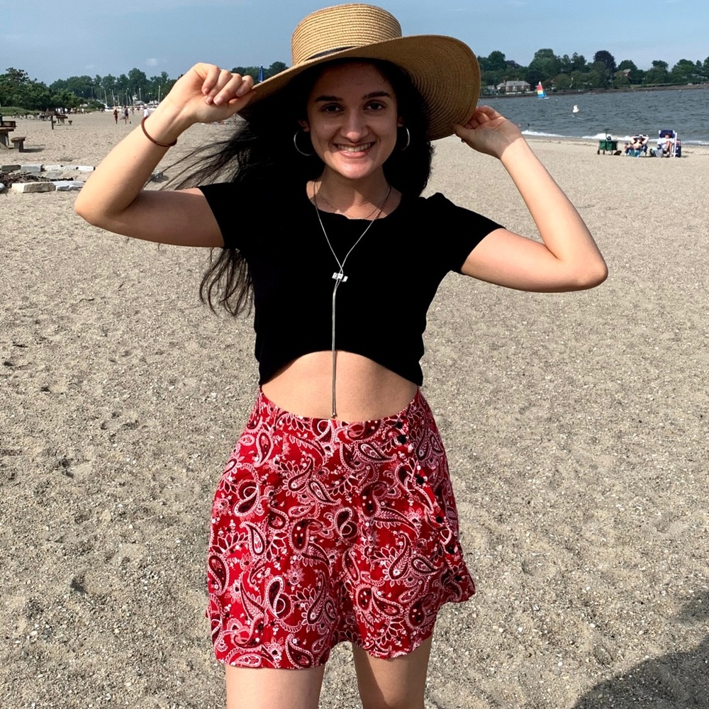 Forever 21 red printed mini skirt